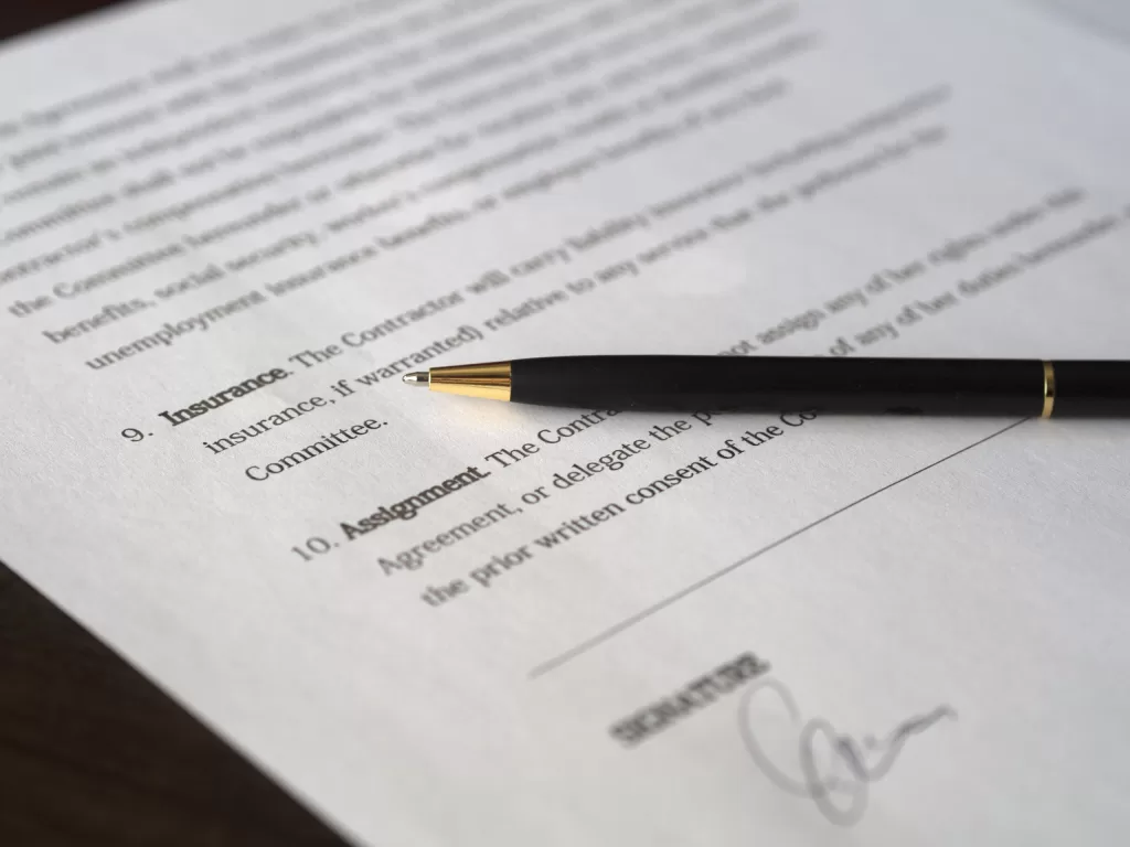 Image of a contract agreement sheet to denote smart contracts in logistics