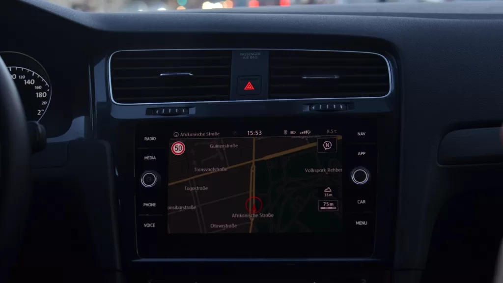 Image of a location tracker in a vehicle to denote IoT GPS tracking devices